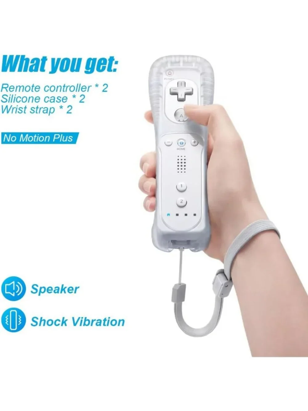 Remote Controller for Wii & Wii U - 2 Pack with Silicone Case & Wrist Strap